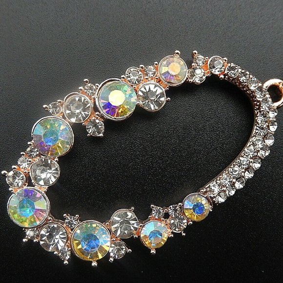 Beautiful AB & Clear Crystal Covered Oval Necklace - Picture 1 of 2